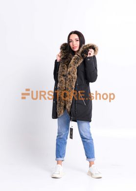 photographic Black parka with fur of goldy polar fox in the women's fur clothing store https://furstore.shop