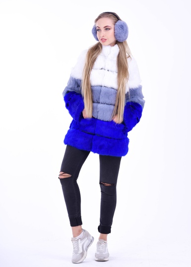 photographic Multi-colored youth rabbit fur coat in the women's fur clothing store https://furstore.shop