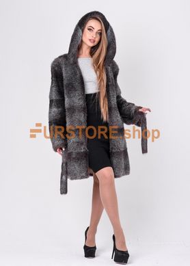 photographic Winter women's fur coat from natural fur of sheared nutria silver in the women's fur clothing store https://furstore.shop