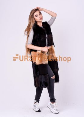 photographic Long vest made of natural furs with patch pockets made of fox in the women's fur clothing store https://furstore.shop