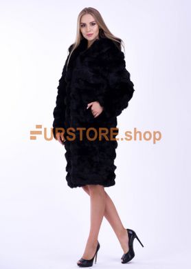 photographic Women's fur coat from pieces of rabbit fur in the women's fur clothing store https://furstore.shop