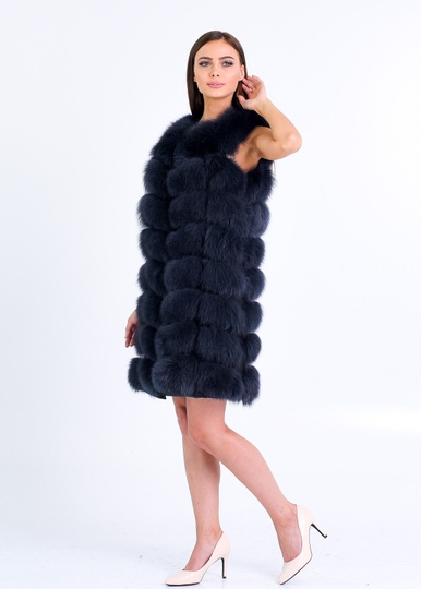 photographic Graphite long fox vest in the women's fur clothing store https://furstore.shop