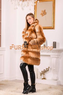 photographic Luxurious fox fur coat with collar in the women's fur clothing store https://furstore.shop