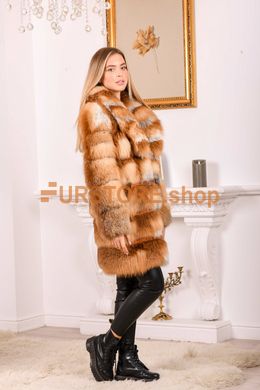 фотогорафия Роскошная шуба из лисы с воротником в магазине женской меховой одежды https://furstore.shop