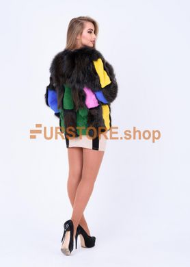 photographic Demi-season multi-colored fur coat from different fur in the women's fur clothing store https://furstore.shop