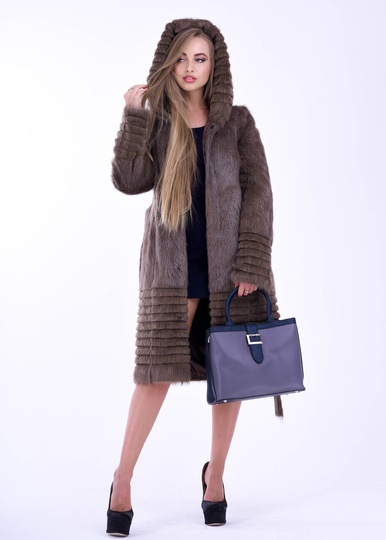 photographic Light brown winter coat made from natural nutria fur in the women's fur clothing store https://furstore.shop