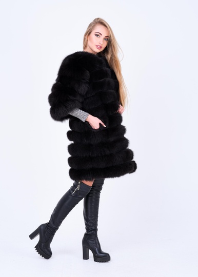 photographic Графітова песцева шубка трансформер, поперечний розшив in the women's fur clothing store https://furstore.shop