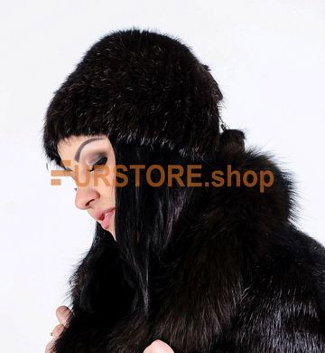 photographic Черная меховая шапка из натурального меха стриженой нутрии in the women's fur clothing store https://furstore.shop