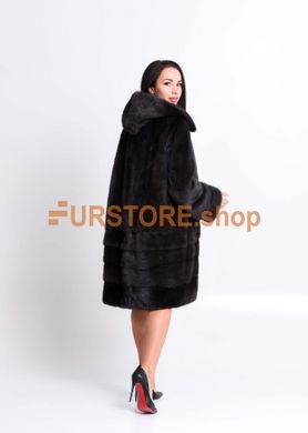 photographic Mink fur coat muscovite with a hood in the women's fur clothing store https://furstore.shop