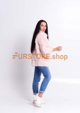 фотогорафия Розовая норковая шуба - разлетайка в магазине женской меховой одежды https://furstore.shop