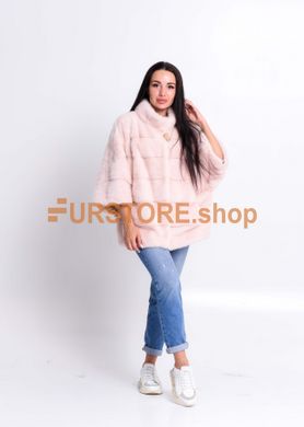 фотогорафия Розовая норковая шуба - разлетайка в магазине женской меховой одежды https://furstore.shop