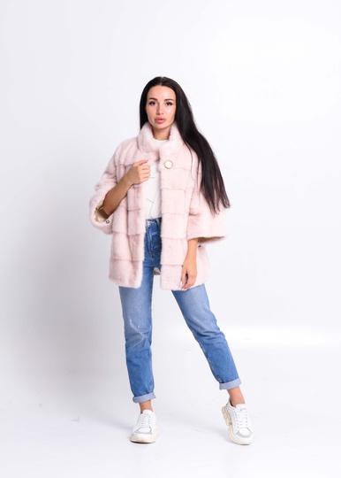 photographic Pink mink coat, bat model in the women's fur clothing store https://furstore.shop