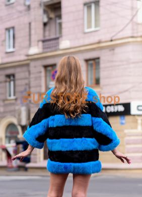 фотогорафия Полосатый меховой полушубок - свитер для модниц в магазине женской меховой одежды https://furstore.shop