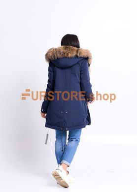 photographic Blue parka with raccoon fur in the women's fur clothing store https://furstore.shop