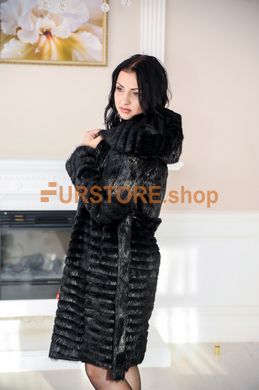 photographic Winter women's fur coat from nutria with a corrugated haircut in the women's fur clothing store https://furstore.shop