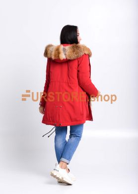 photographic Red parka with fur of Ukrainian red fox in the women's fur clothing store https://furstore.shop
