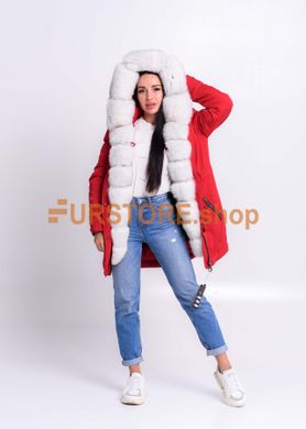 photographic Parka with fur of white polar albino fox in the women's fur clothing store https://furstore.shop