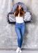 фото Синяя женская парка с мехом чернобурки в интернет магазине магазине меха https://furstore.shop