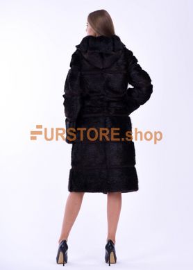 фотогорафія Довга коричнева шуба поперечка з нутрії, 110 см в онлайн крамниці хутряного одягу https://furstore.shop