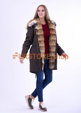 фотогорафия Куртка парка хаки с премиум мехом лисы в магазине женской меховой одежды https://furstore.shop