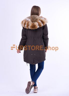 photographic Khaki Parka Jacket with Premium Fox Fur in the women's fur clothing store https://furstore.shop