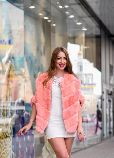 photographic Peach short coat from a natural rabbit in the women's fur clothing store https://furstore.shop