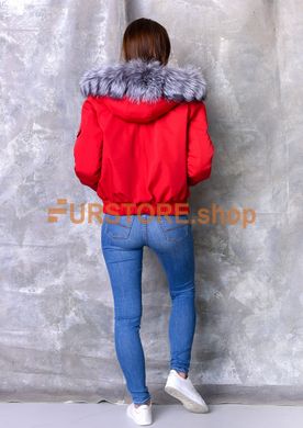 photographic Short parka with an elastic band with silver fox fur in the women's fur clothing store https://furstore.shop