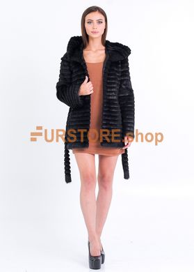 фотогорафия Полушубок из стриженой нутрии с поперечной гофрировкой в магазине женской меховой одежды https://furstore.shop