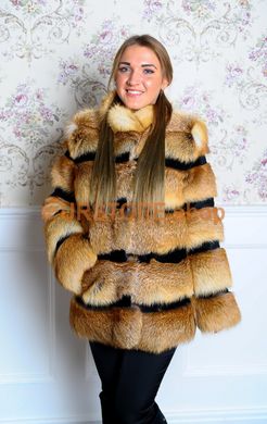 photographic Short fur coat made of fox embroidered with sheared nutria in the women's fur clothing store https://furstore.shop