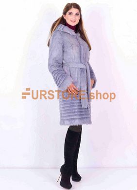 photographic Gray-blue fur coat from natural fur of sheared nutria in the women's fur clothing store https://furstore.shop