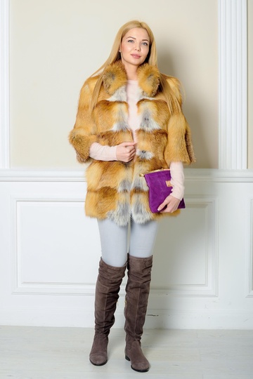 photographic Short fur coat from a red fox sleeve 2/4 in the women's fur clothing store https://furstore.shop