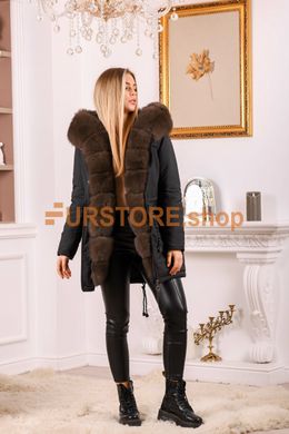 photographic Black parka with natural sable fur in the women's fur clothing store https://furstore.shop