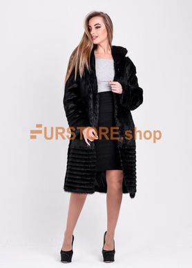 фотогорафия Зимняя женская шуба из меха нутрии черного цвета в магазине женской меховой одежды https://furstore.shop