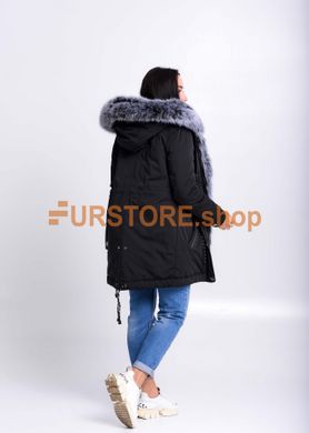 фотогорафия Черная куртка парка с мехом серебристого песца в магазине женской меховой одежды https://furstore.shop
