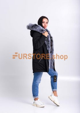 photographic Black parka with fur of silver polar fox in the women's fur clothing store https://furstore.shop