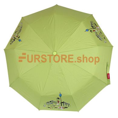 фотогорафия Зонт складной de esse 3211 полуавтомат Зеленый с девушкой в магазине женской меховой одежды https://furstore.shop