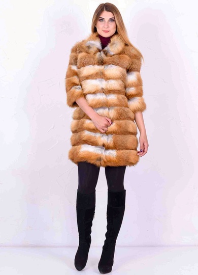 photographic Female fox fur coat in the women's fur clothing store https://furstore.shop