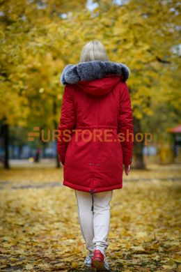 photographic Winter fur parka with silver fox color in the women's fur clothing store https://furstore.shop