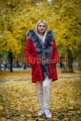 photographic Winter fur parka with silver fox color in the women's fur clothing store https://furstore.shop
