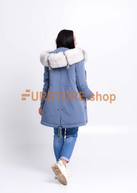 photographic Winter women`s parka with white polar fox in the women's fur clothing store https://furstore.shop