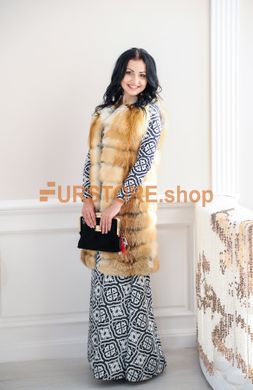 photographic Long vest vest made of natural fox cross-section in the women's fur clothing store https://furstore.shop