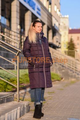 фотогорафия Женский фиолетовый пуховик еврозима в магазине женской меховой одежды https://furstore.shop