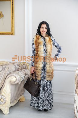 photographic Long vest vest made of natural fox cross-section in the women's fur clothing store https://furstore.shop
