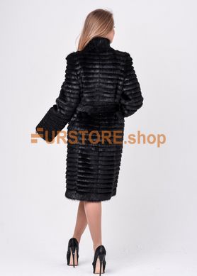 photographic Women's winter coat with embossed - step haircut made of nutria fur in the women's fur clothing store https://furstore.shop