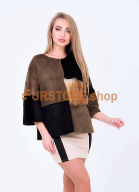 photographic Multi-colored fur coat from a combined set of natural fur in the women's fur clothing store https://furstore.shop