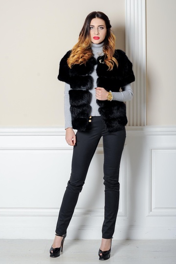photographic Black Rabbit Fur Vest in the women's fur clothing store https://furstore.shop