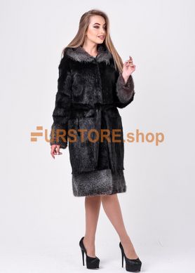 photographic Women's winter coat with silver cuffs made of natural nutria fur in the women's fur clothing store https://furstore.shop