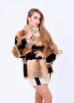photographic Stylish fur coat made of fox and mouton nutria fur in the women's fur clothing store https://furstore.shop
