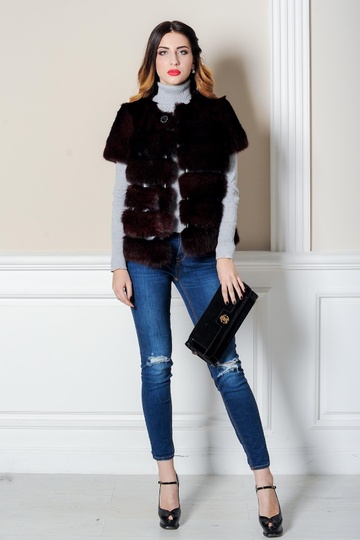 photographic Vest - cross-section from rabbit fur in the women's fur clothing store https://furstore.shop