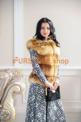 photographic Natural Fox Vest Oblique Strip in the women's fur clothing store https://furstore.shop
